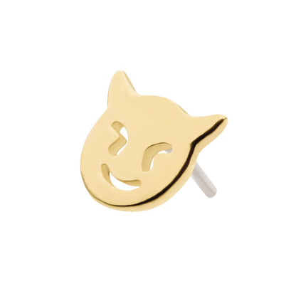 14Kt Gold Threadless with Cut Out Devil Emoji Top
