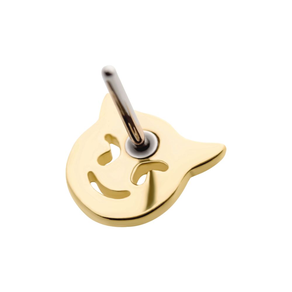 14Kt Gold Threadless with Cut Out Devil Emoji Top