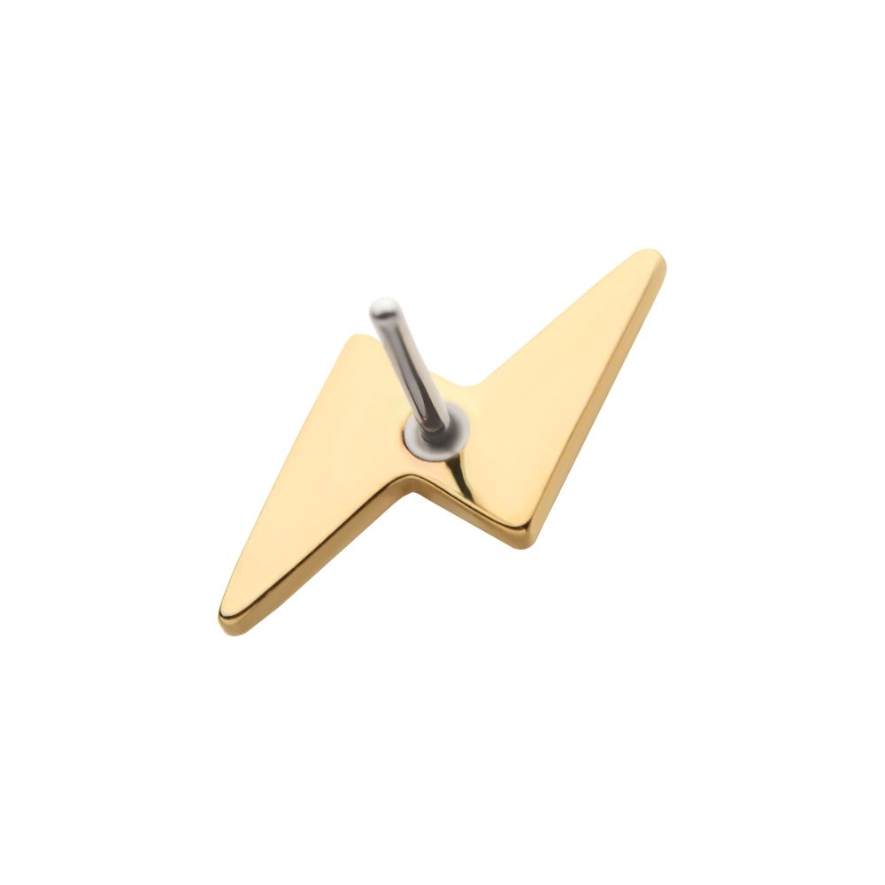 14Kt Gold Threadless with Lightning Bolt Top