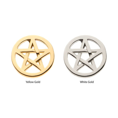 14Kt Gold Threadless with Pentacle Top