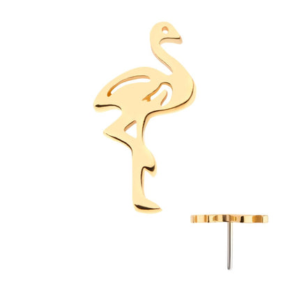 14Kt Yellow Gold Threadless with Flamingo Top