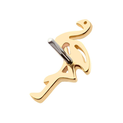 14Kt Yellow Gold Threadless with Flamingo Top