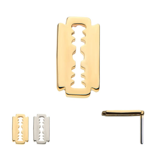 14Kt Gold Threadless with Razor Blade Top