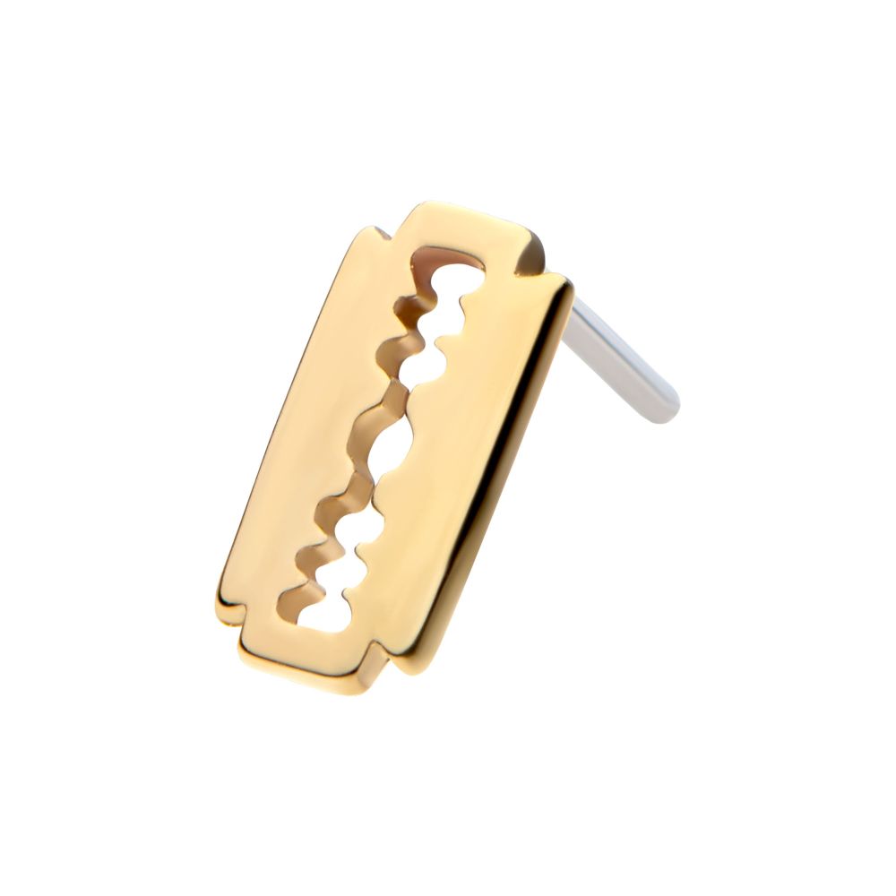 14Kt Gold Threadless with Razor Blade Top