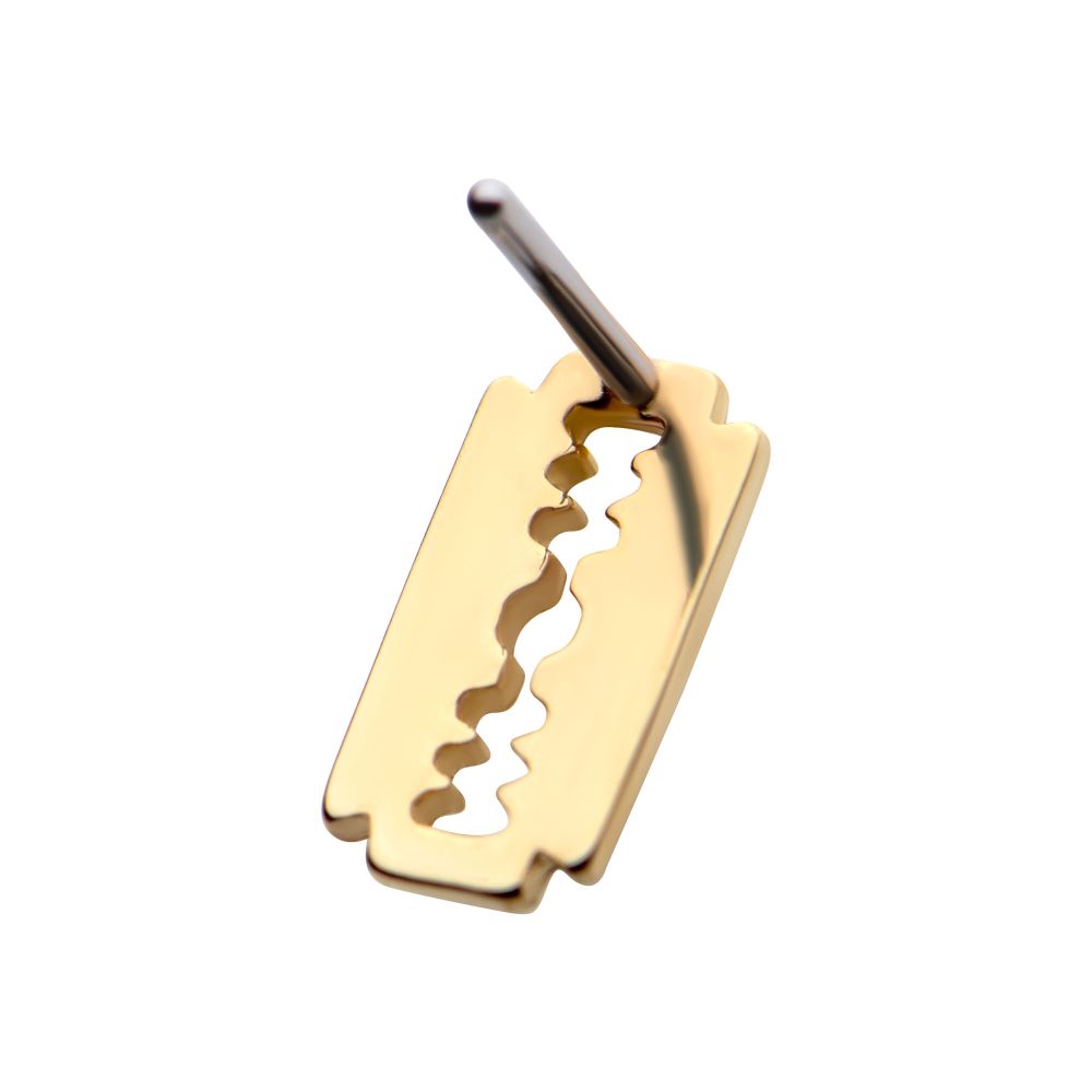 14Kt Gold Threadless with Razor Blade Top