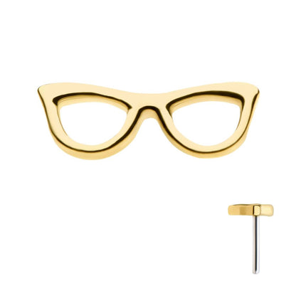 14Kt Yellow Gold Threadless with Eyeglasses Top