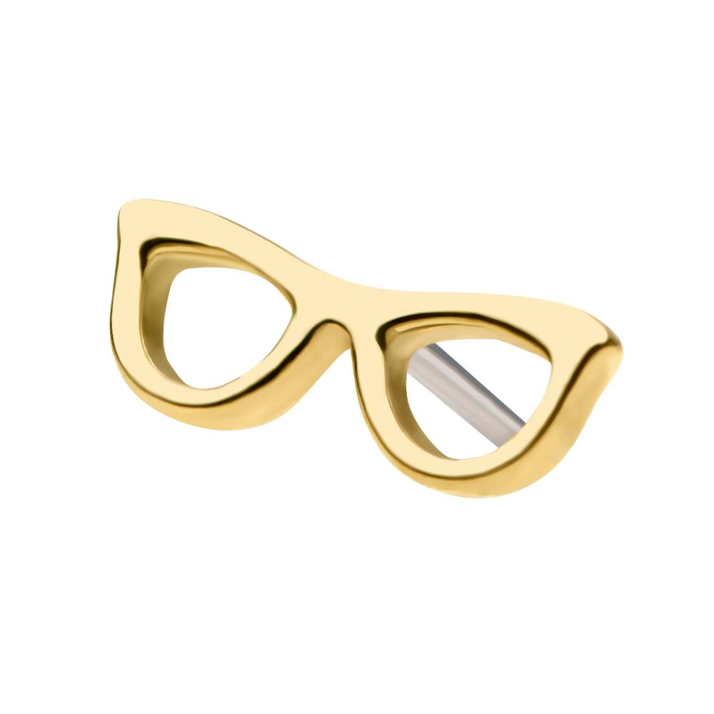 14Kt Yellow Gold Threadless with Eyeglasses Top