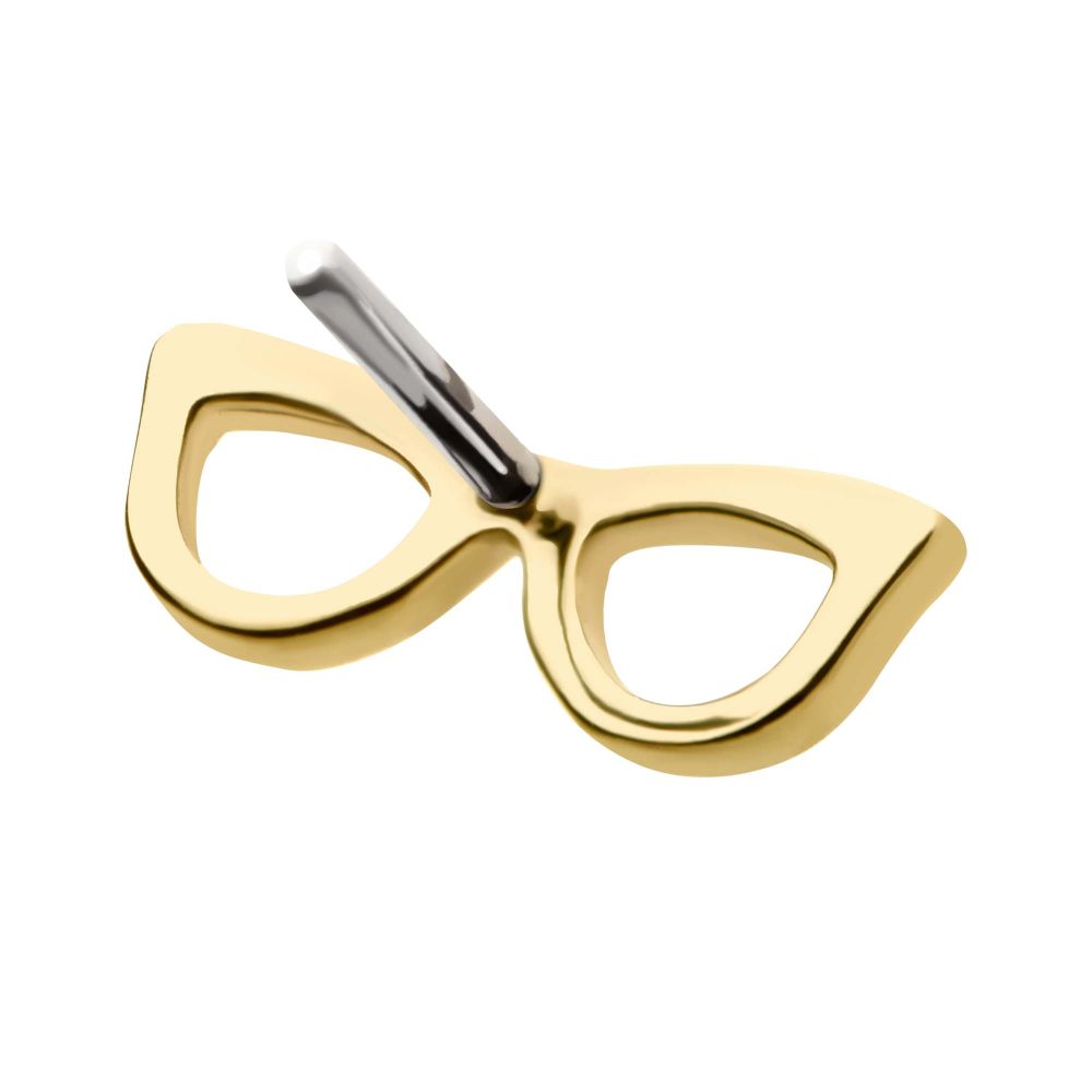 14Kt Yellow Gold Threadless with Eyeglasses Top