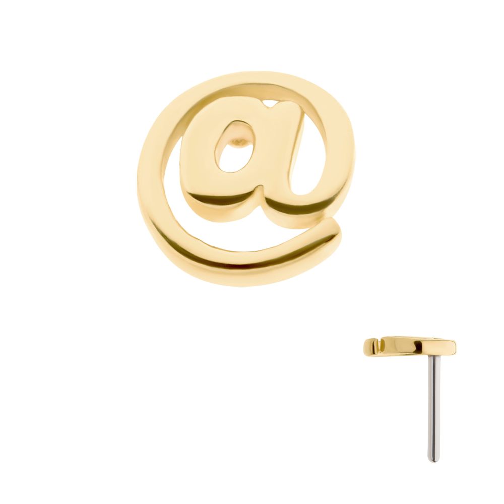 14Kt Gold Threadless with At Symbol Top