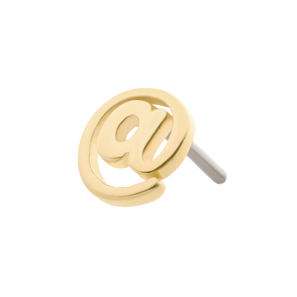 14Kt Gold Threadless with At Symbol Top