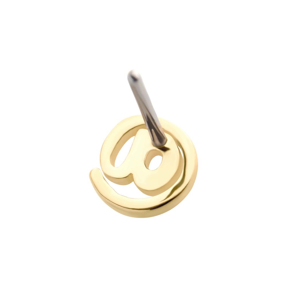 14Kt Gold Threadless with At Symbol Top