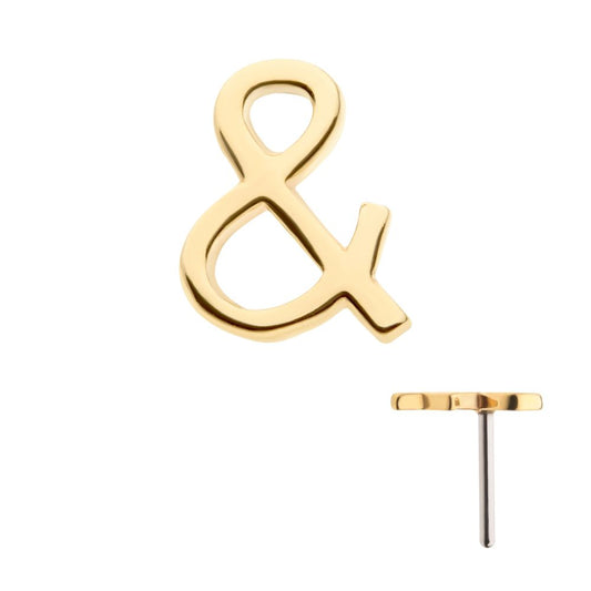 14Kt Gold Threadless with Ampersand Symbol Top