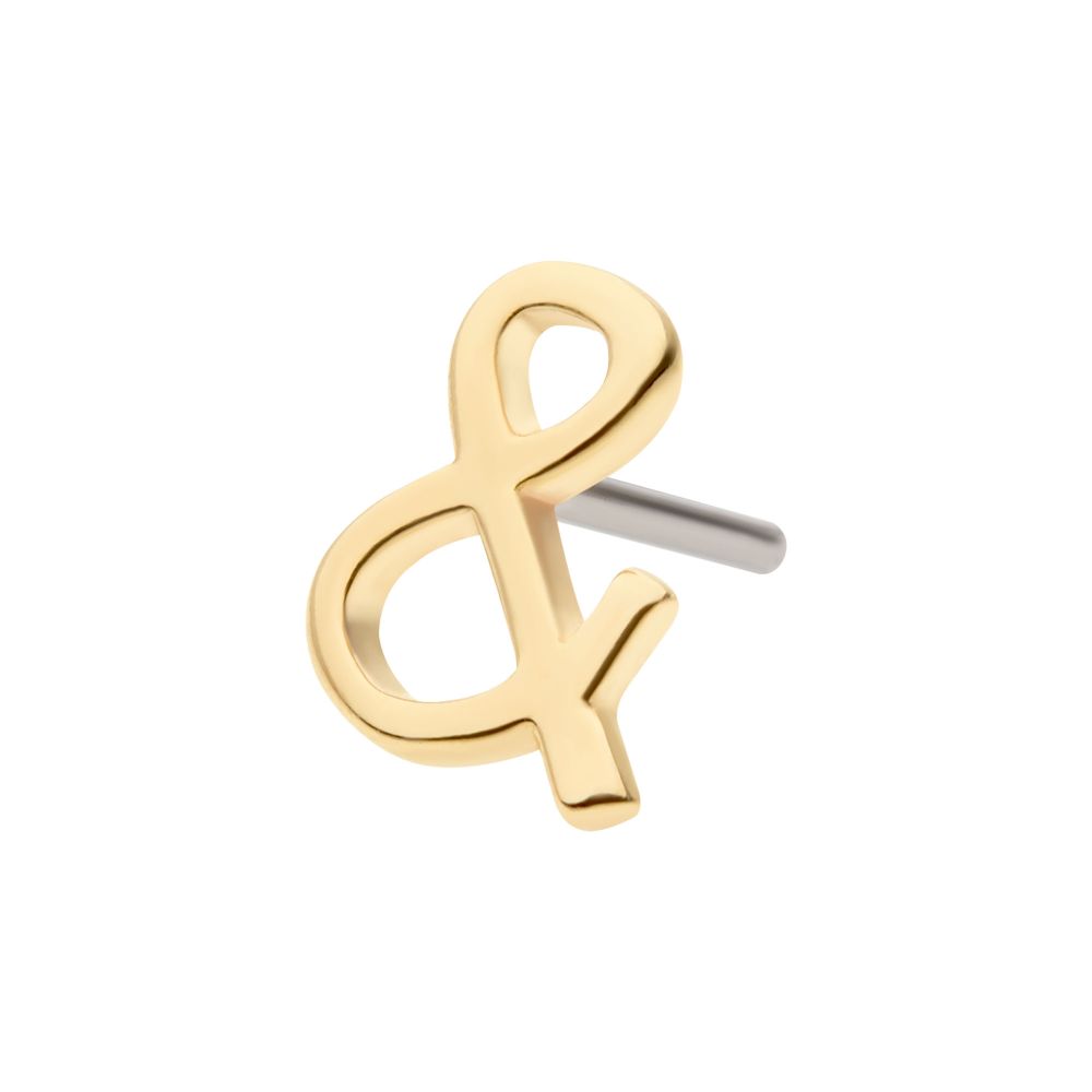 14Kt Gold Threadless with Ampersand Symbol Top