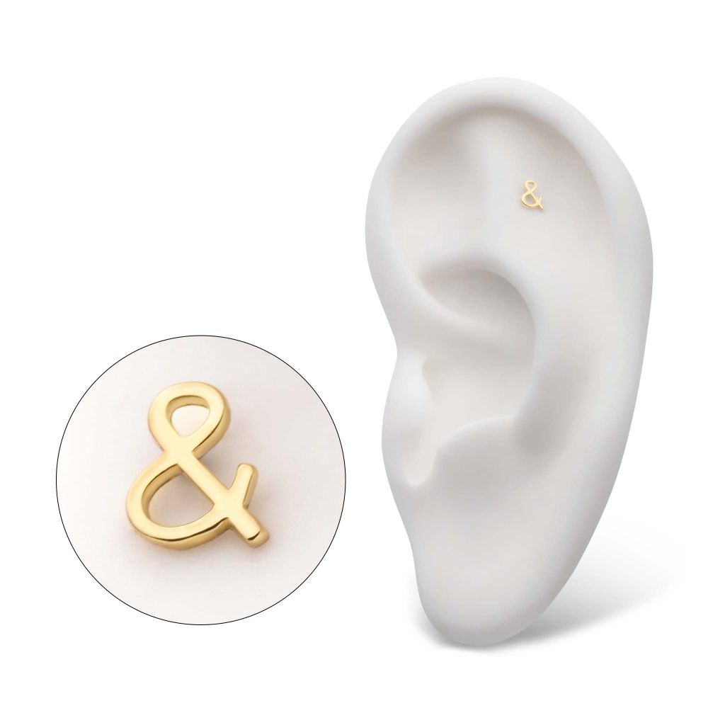 14Kt Gold Threadless with Ampersand Symbol Top