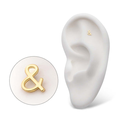 14Kt Gold Threadless with Ampersand Symbol Top