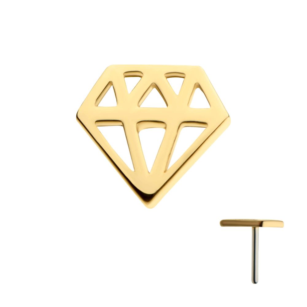 14Kt Gold Threadless with Diamond Symbol Top