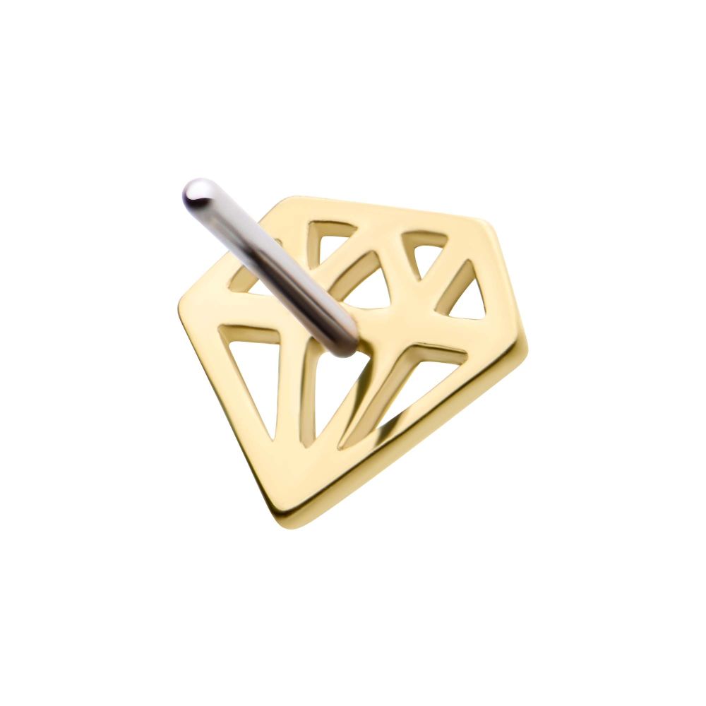 14Kt Gold Threadless with Diamond Symbol Top