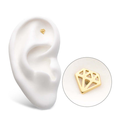 14Kt Gold Threadless with Diamond Symbol Top