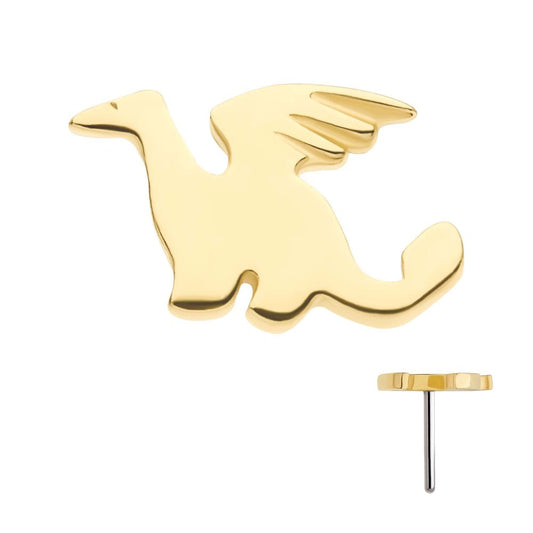 14Kt Yellow Gold Threadless with Dragon Top