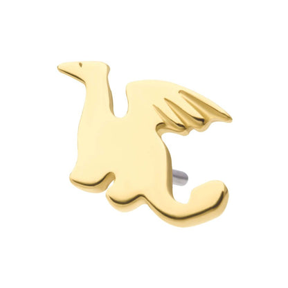 14Kt Yellow Gold Threadless with Dragon Top