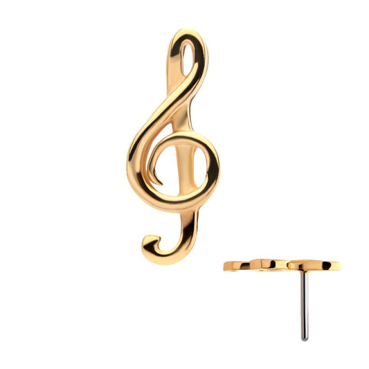 14Kt Yellow Gold Threadless with G Clef Musical Symbol Top
