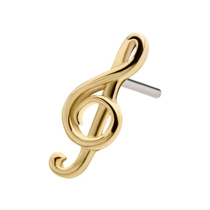 14Kt Yellow Gold Threadless with G Clef Musical Symbol Top