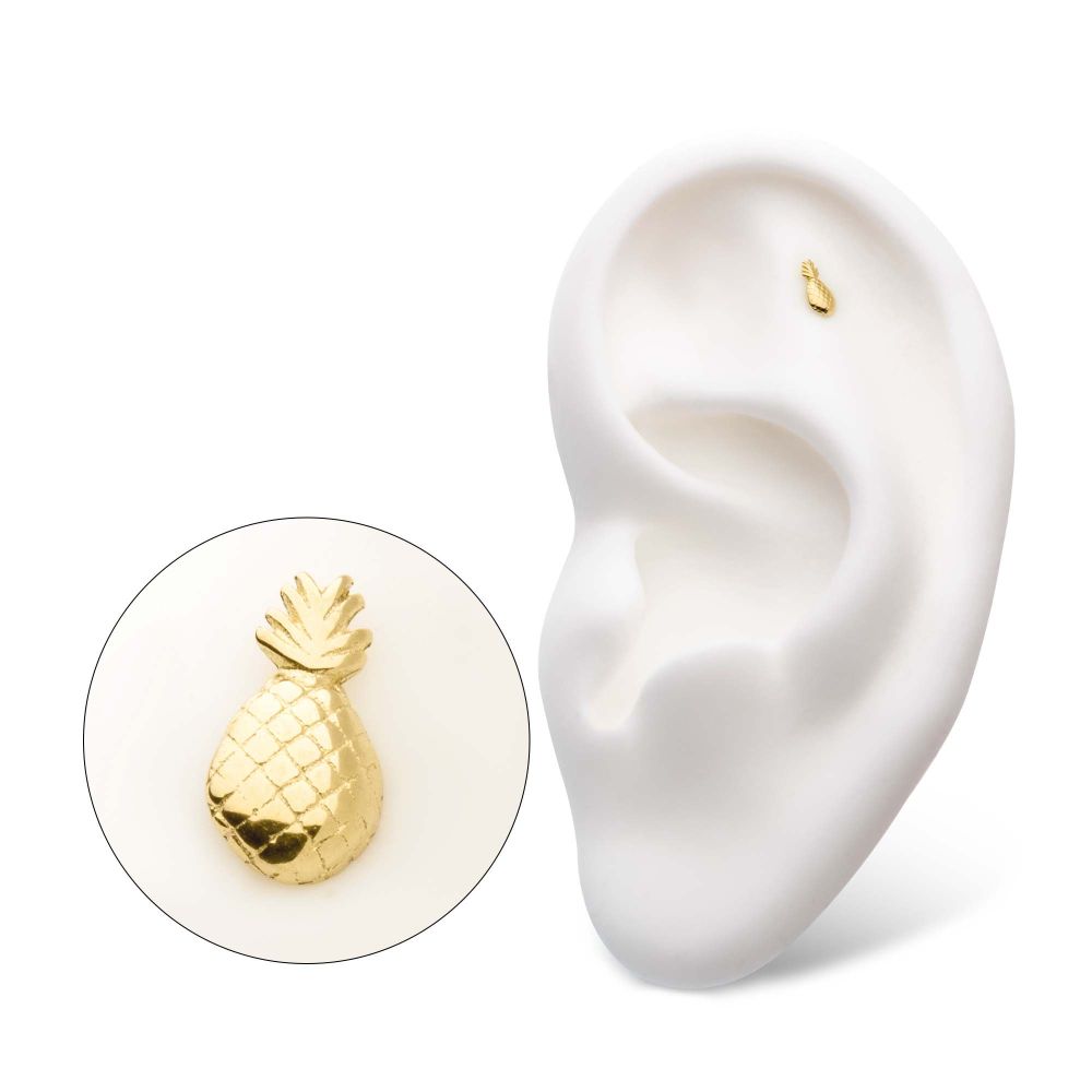 14Kt Yellow Gold Threadless with Pineapple Top