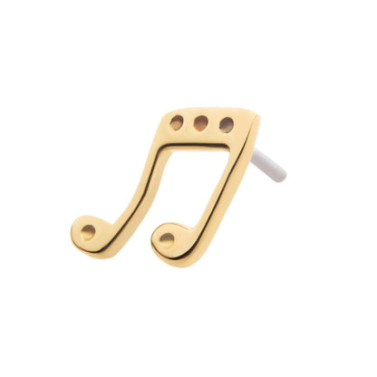 14Kt Yellow Gold Threadless with Music Two Eighth Notes Connected with a Beam Top