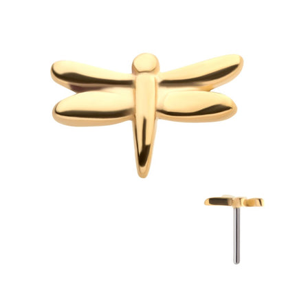 14Kt Yellow Gold Threadless with Dragonfly Top