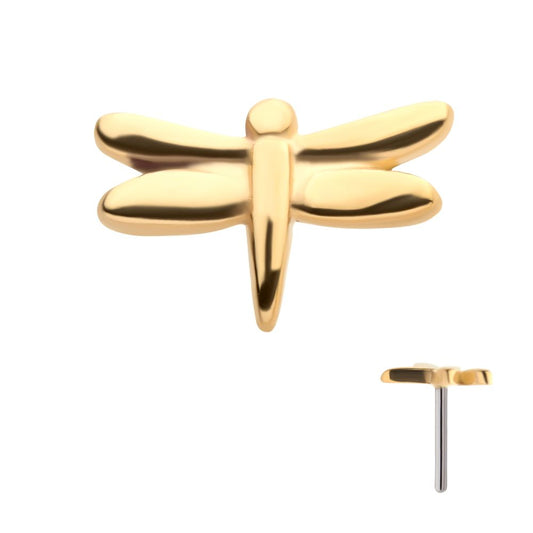 14Kt Yellow Gold Threadless with Dragonfly Top
