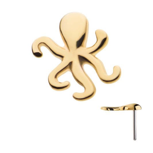 14Kt Yellow Gold Threadless with Octopus Top
