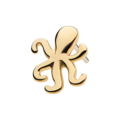 14Kt Yellow Gold Threadless with Octopus Top