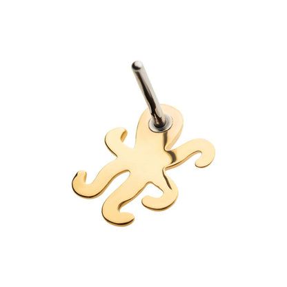 14Kt Yellow Gold Threadless with Octopus Top