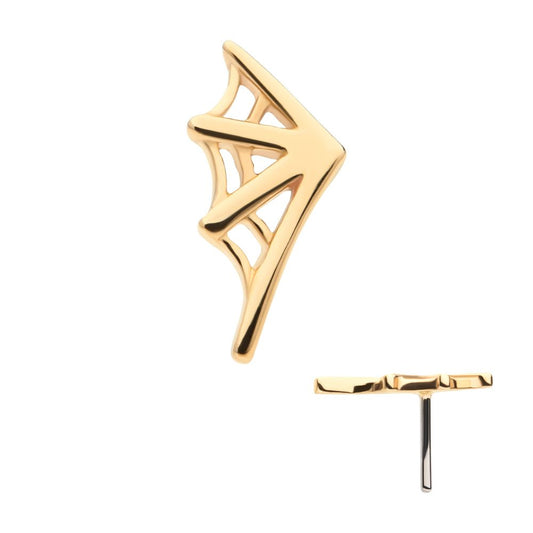 14Kt Gold Threadless Spiderweb Top (Left Ear)