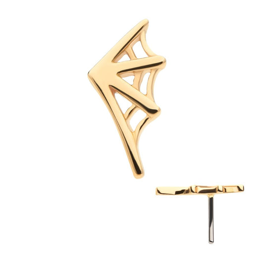 14Kt Gold Threadless Spiderweb Top (Right Ear)