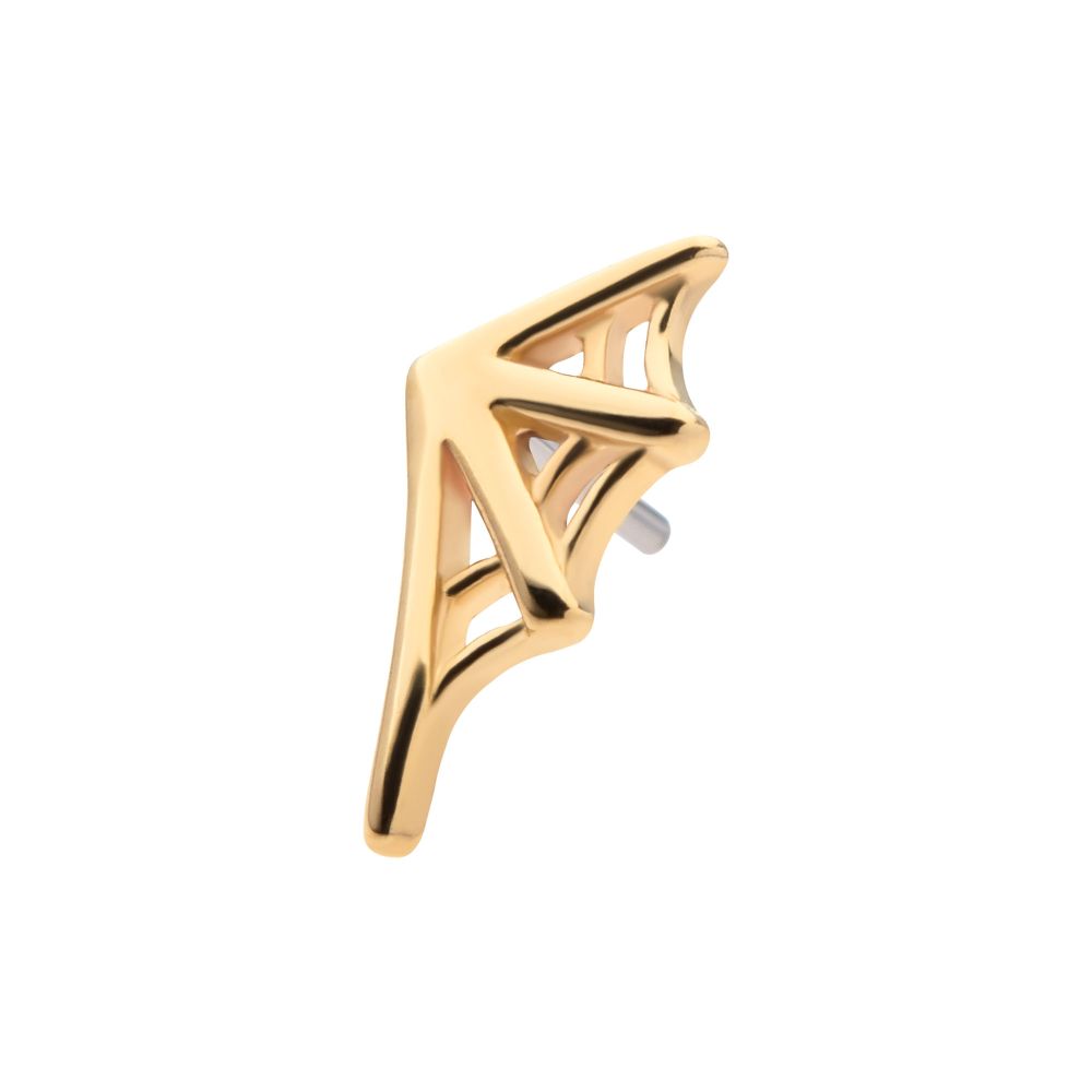 14Kt Gold Threadless Spiderweb Top (Right Ear)