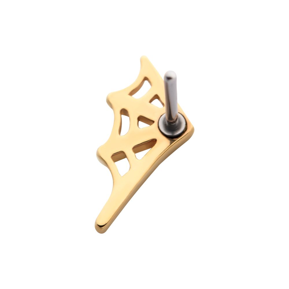 14Kt Gold Threadless Spiderweb Top (Right Ear)