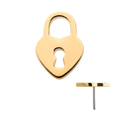 14Kt Yellow Gold Threadless with Heart Shaped Lock Top