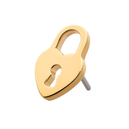 14Kt Yellow Gold Threadless with Heart Shaped Lock Top