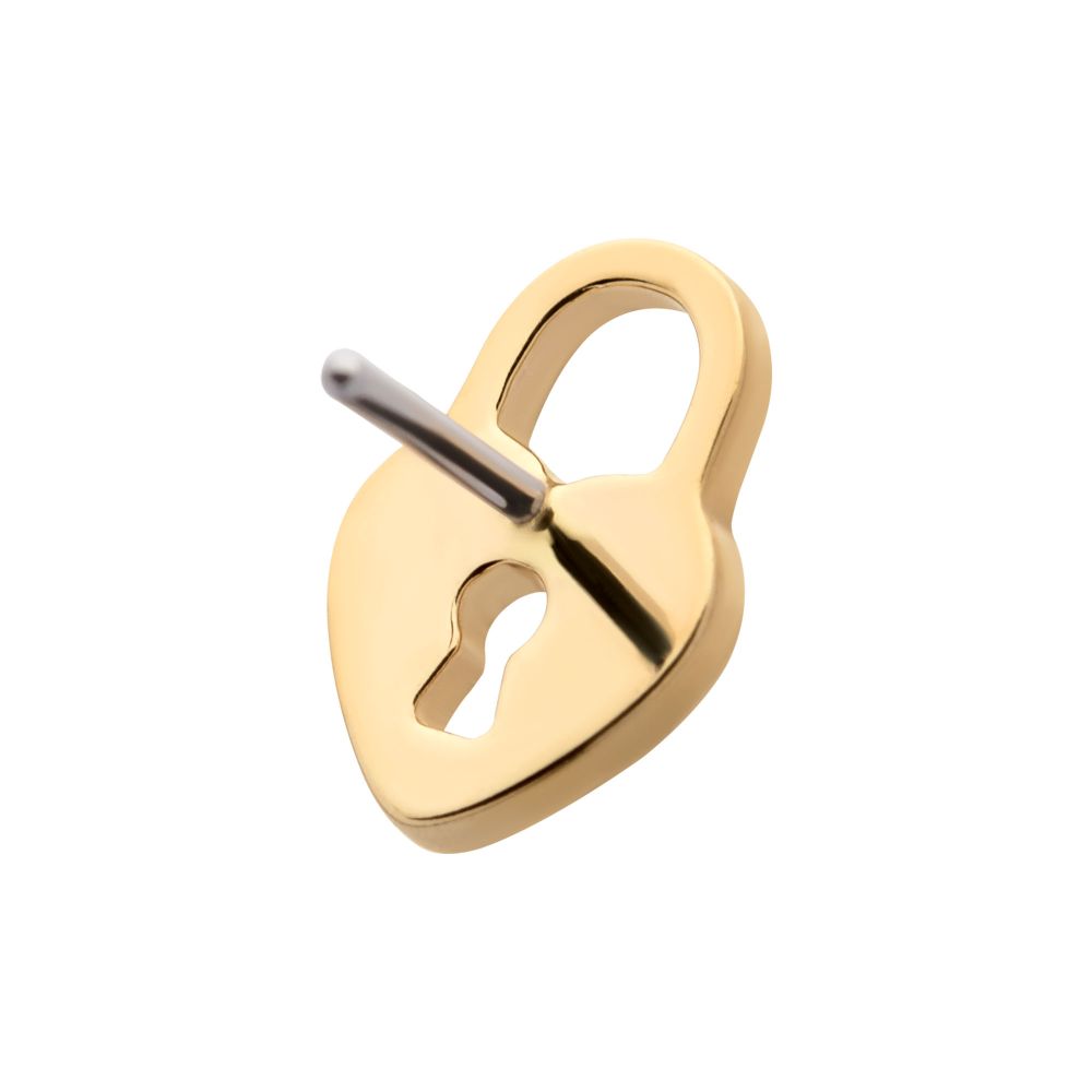 14Kt Yellow Gold Threadless with Heart Shaped Lock Top