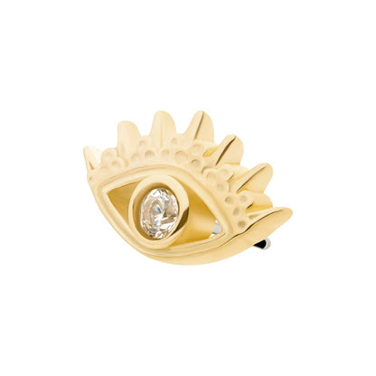 14Kt Yellow Gold Threadless Bezel Set Gem/Opal Evil Eye Top