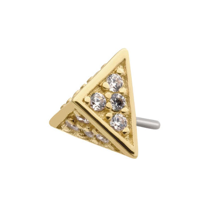 14Kt Yellow Gold Threadless with Prong Set CZ Short Pyramid Top