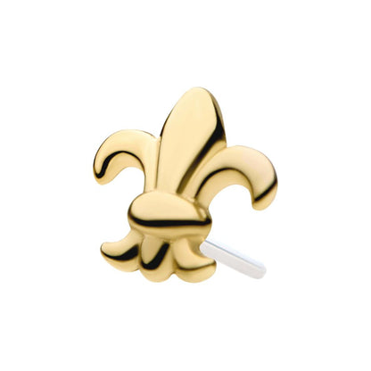 14Kt Gold Threadless with Fleur de Lis Top