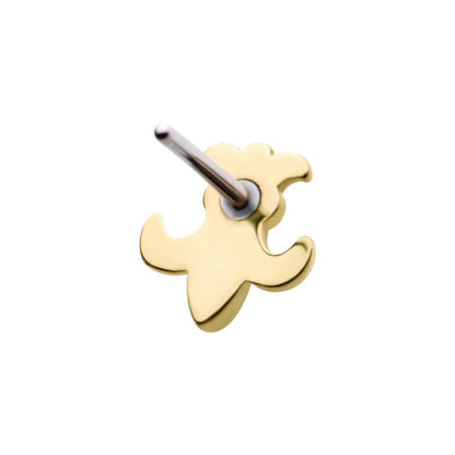 14Kt Gold Threadless with Fleur de Lis Top