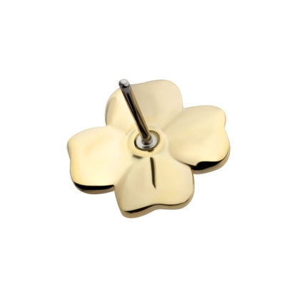 14Kt Yellow Gold Threadless Hammered Clover Top