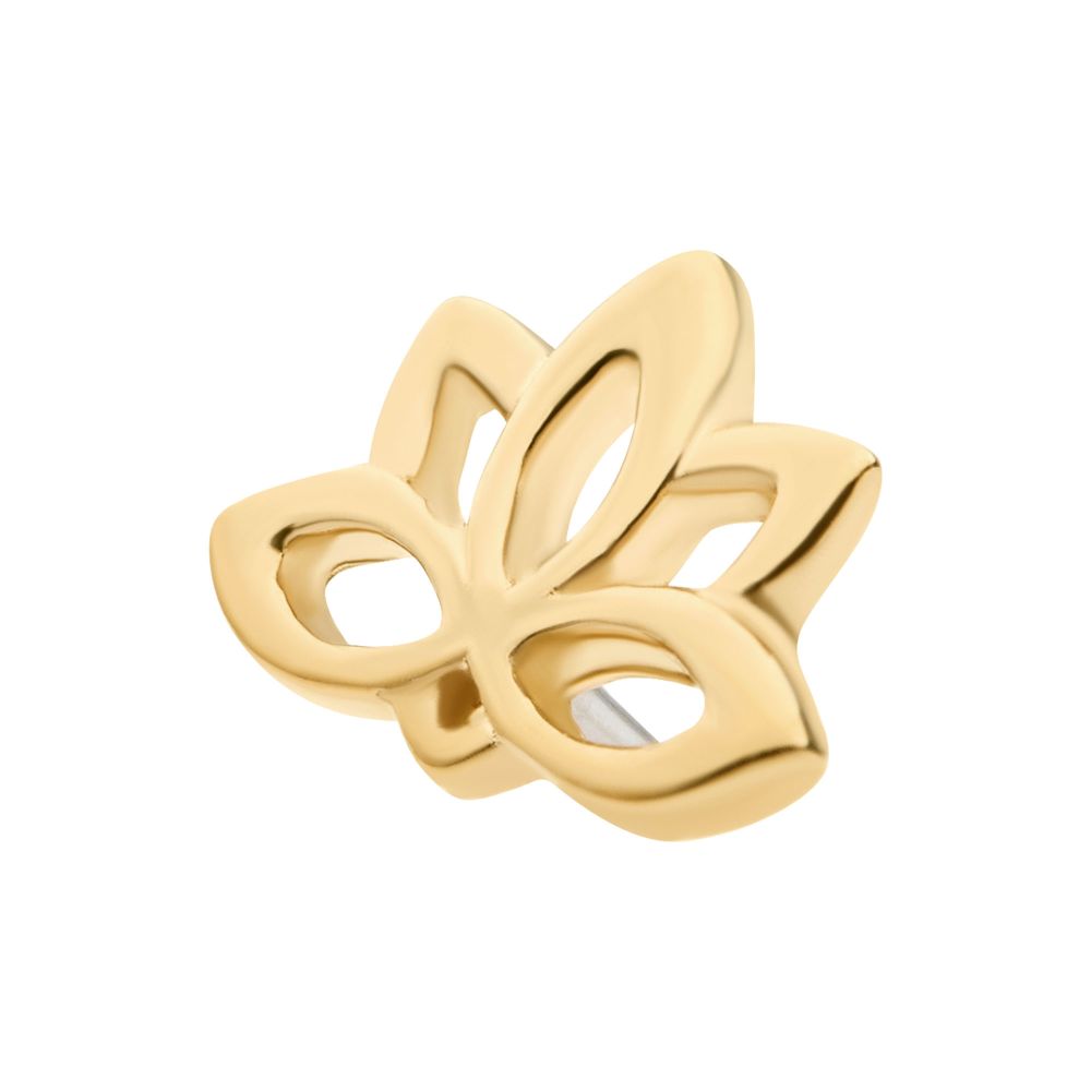 14Kt Yellow Gold Threadless with Lotus Top