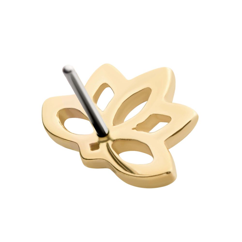 14Kt Yellow Gold Threadless with Lotus Top