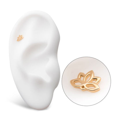 14Kt-Yellow Gold Threadless with Lotus Top