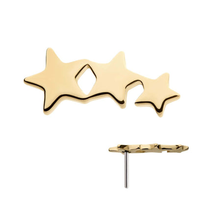 14Kt Yellow Gold Threadless with 3-Cluster Star Top