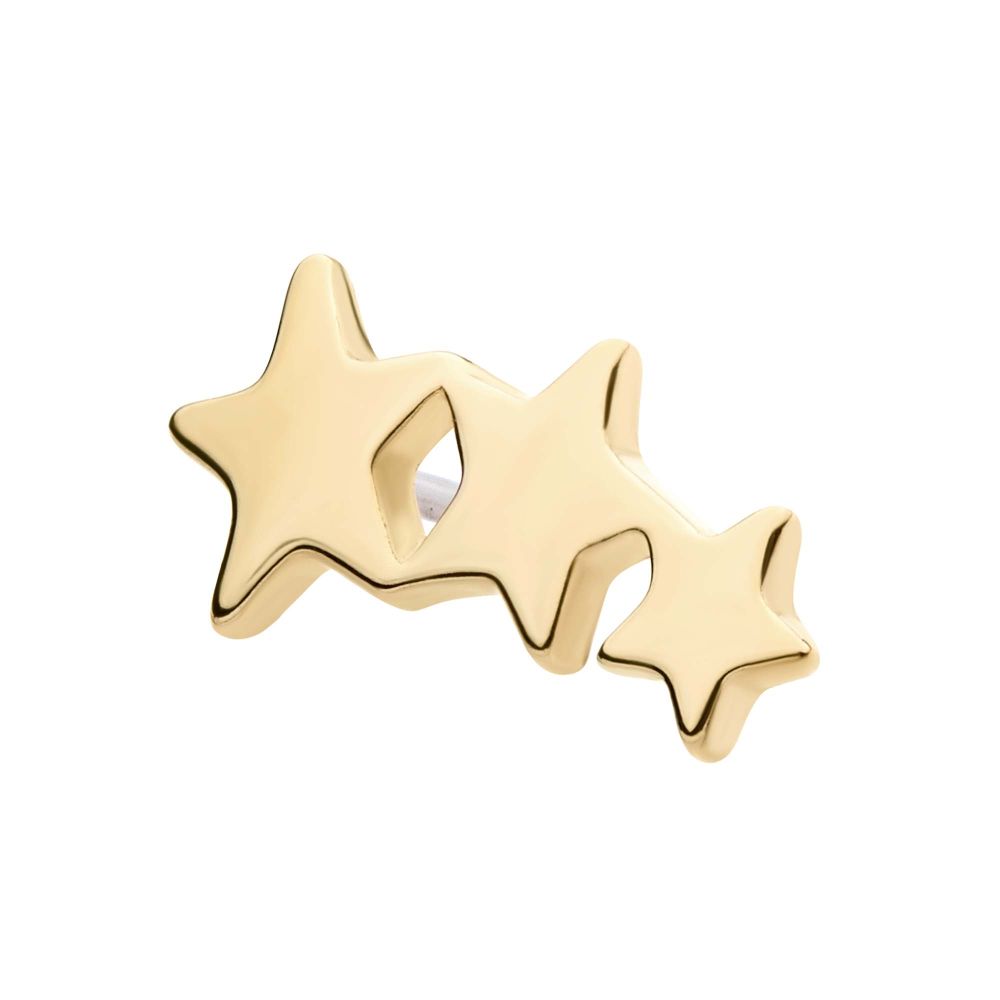14Kt Yellow Gold Threadless with 3-Cluster Star Top